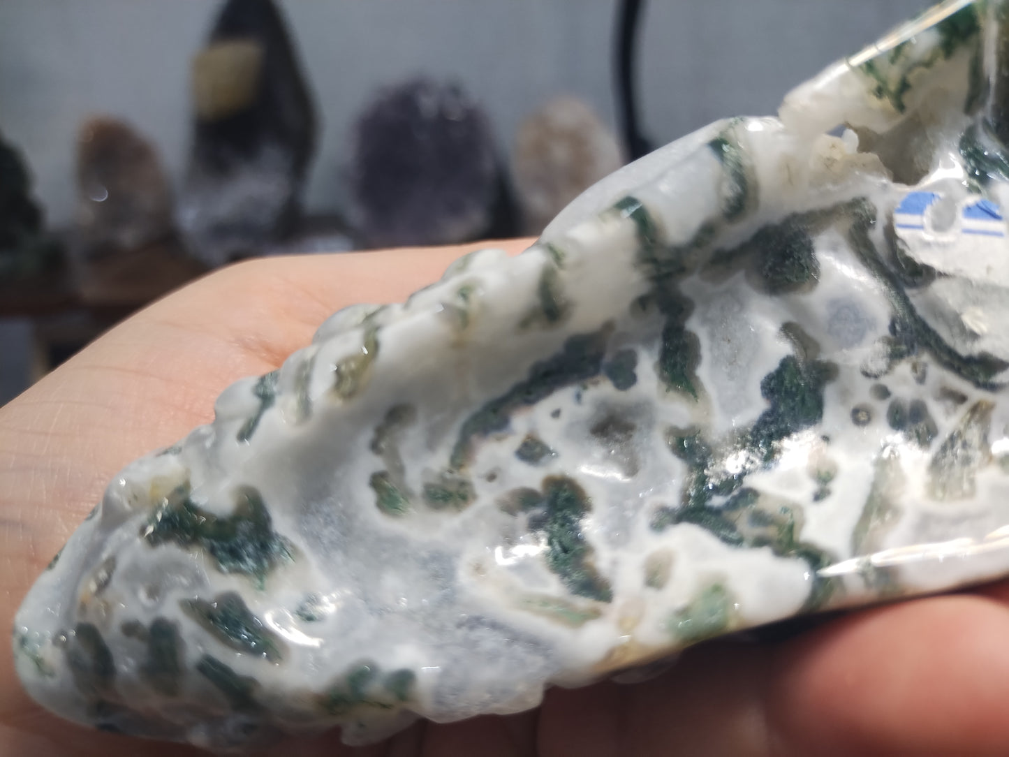 Moss Agate Dragon Head