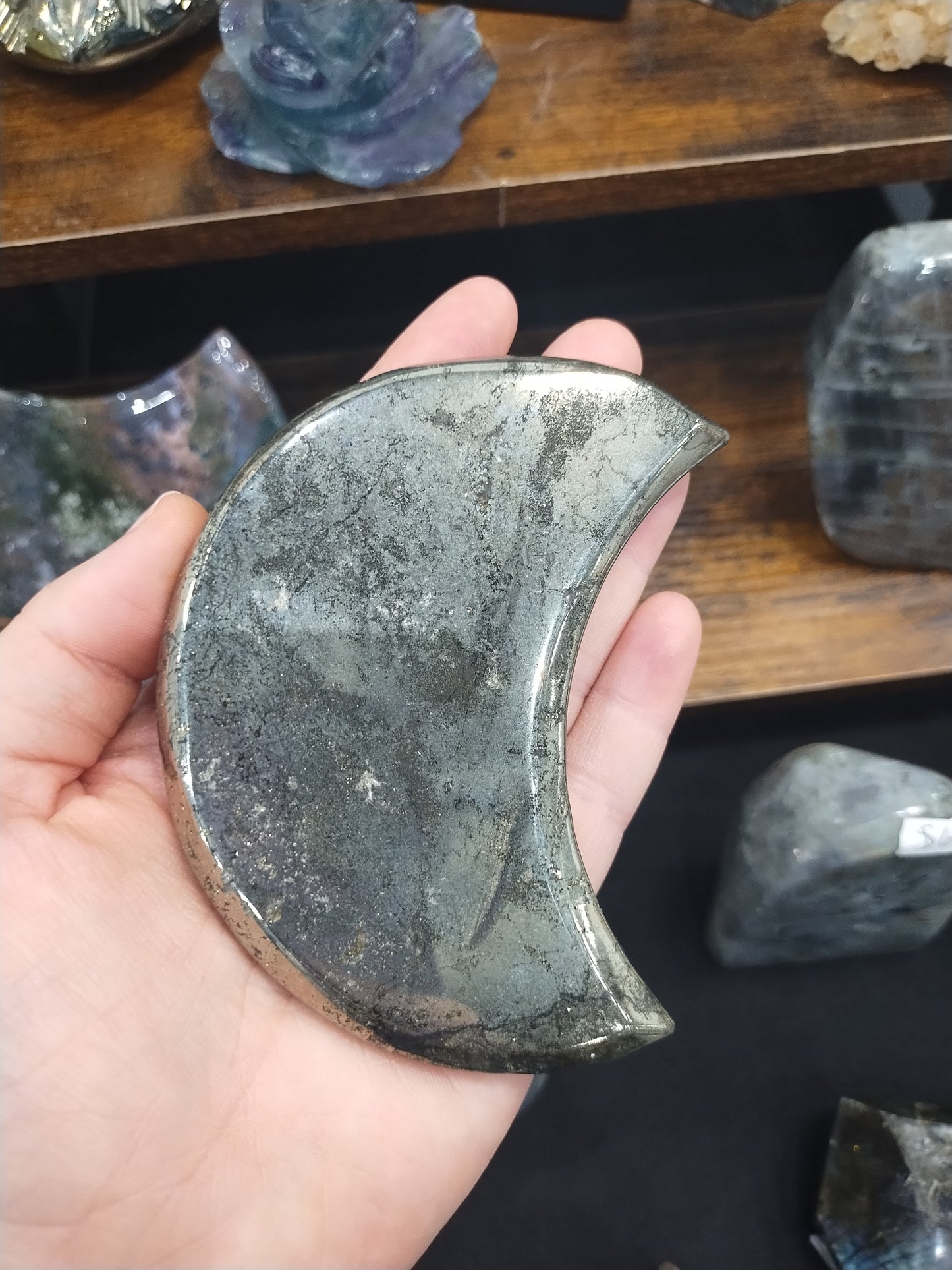 Pyrite Moon Carving