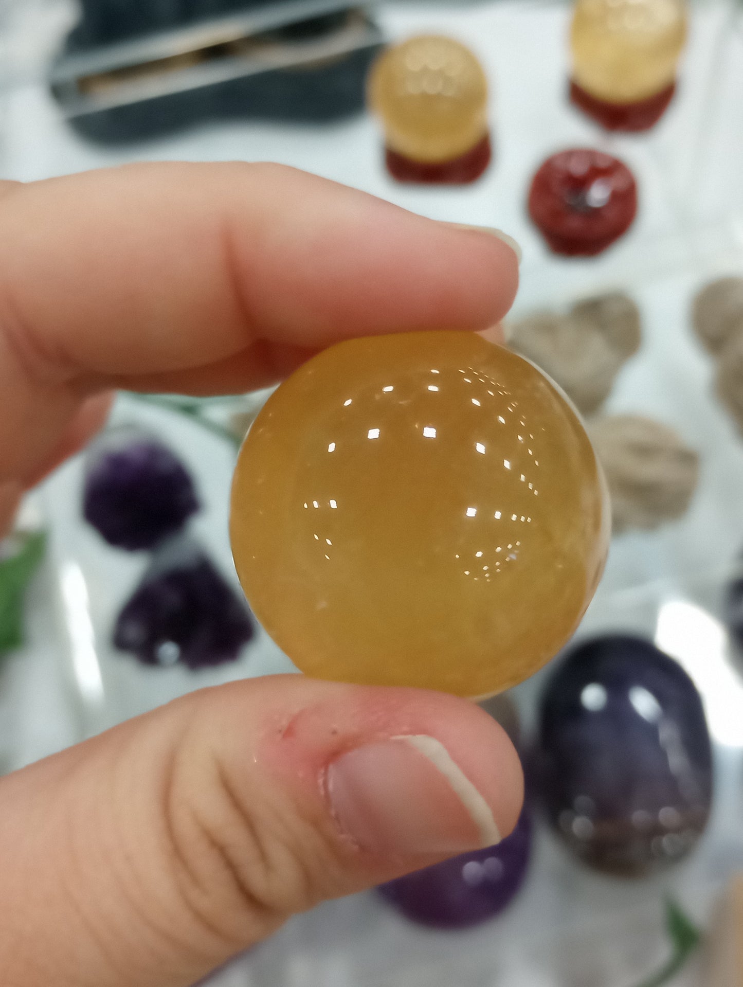 Honey Calcite Spheres