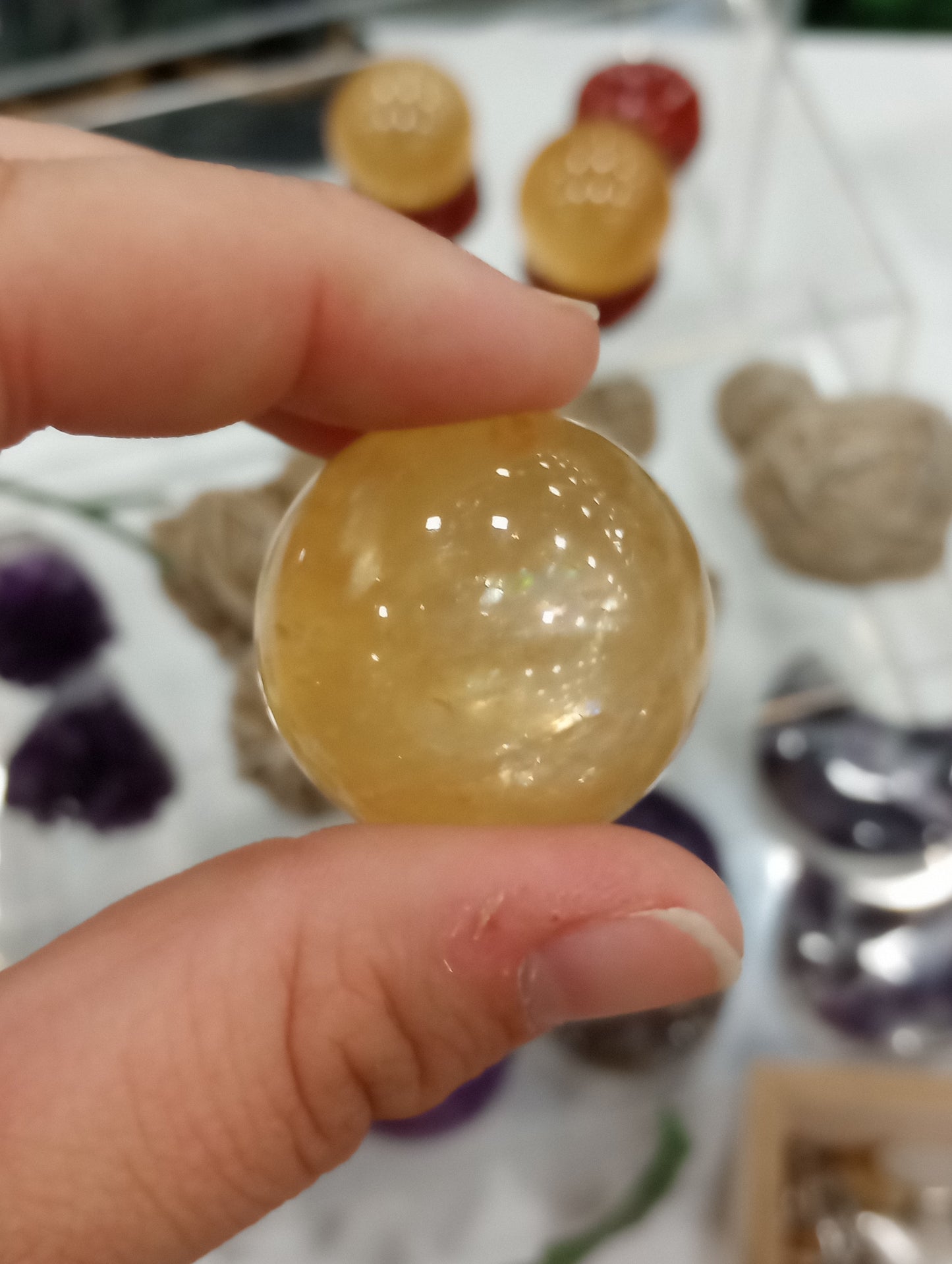 Honey Calcite Spheres