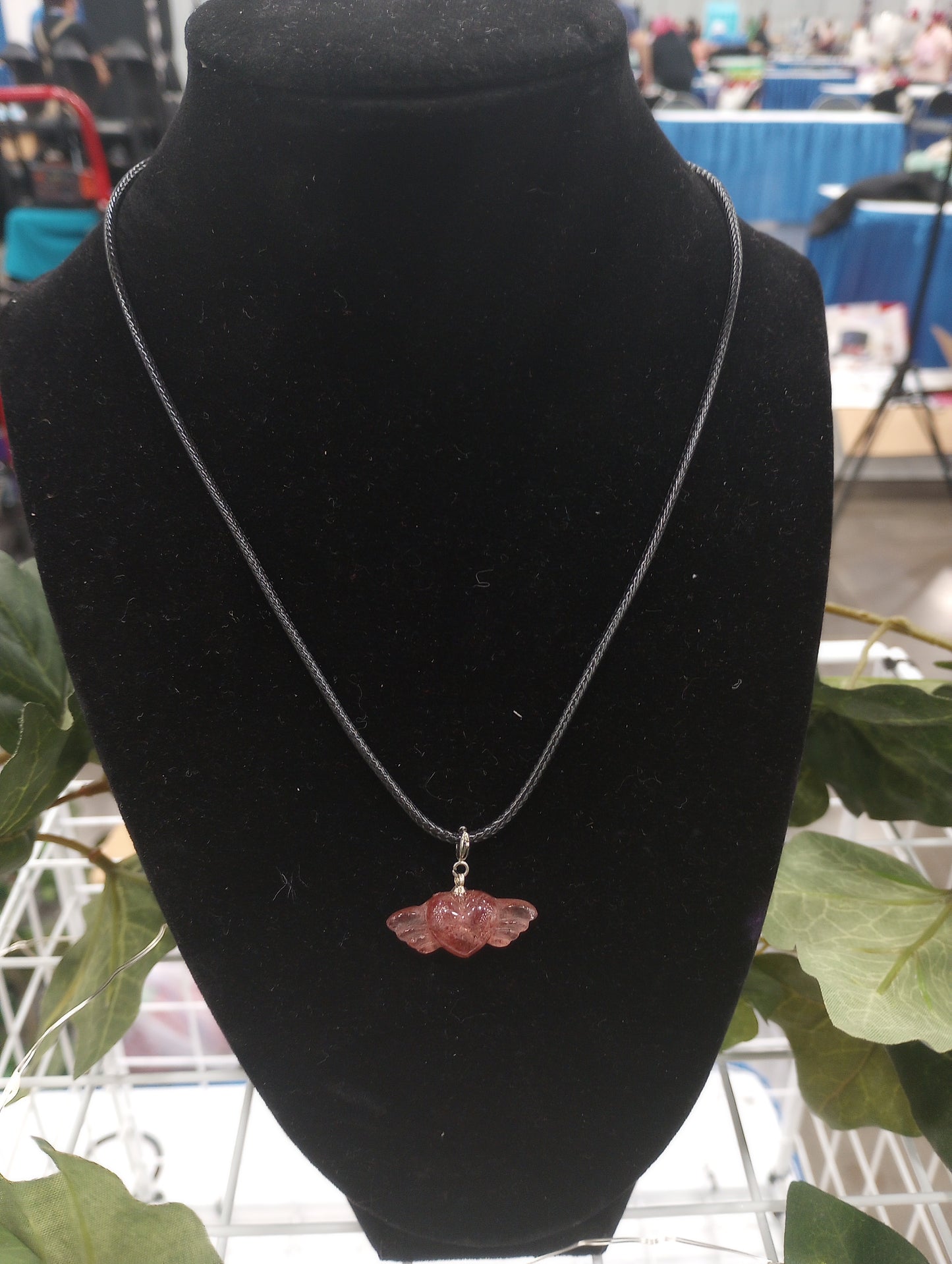 Strawberry Quartz Double Winged Heart Necklace