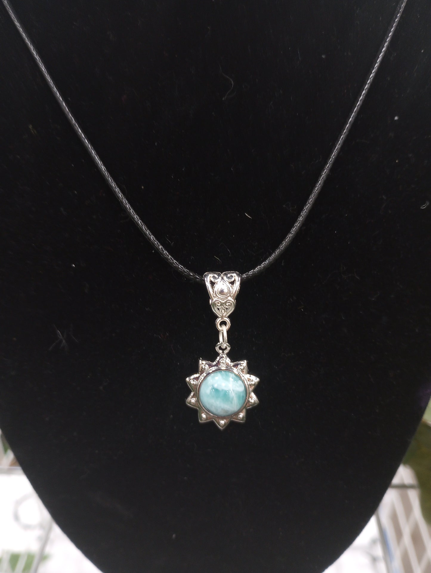 Larimar Sun Pendant Necklace