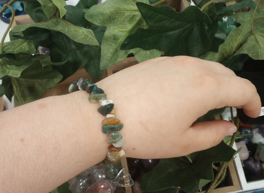 Moss Agate and Ocean Jasper Chip Bracelet