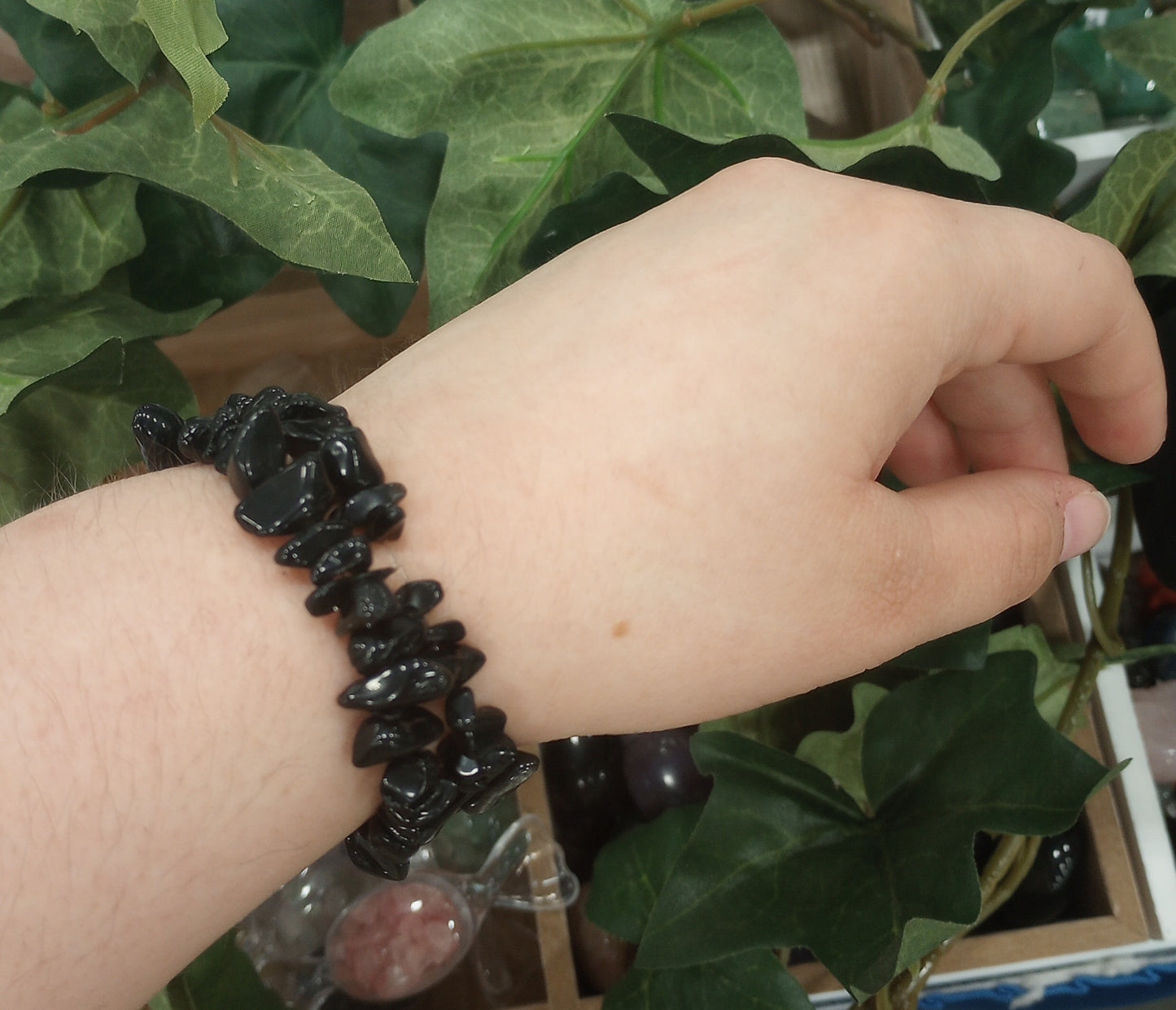 Black Obsidian Chip Bracelet