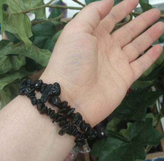 Black Obsidian Chip Bracelet