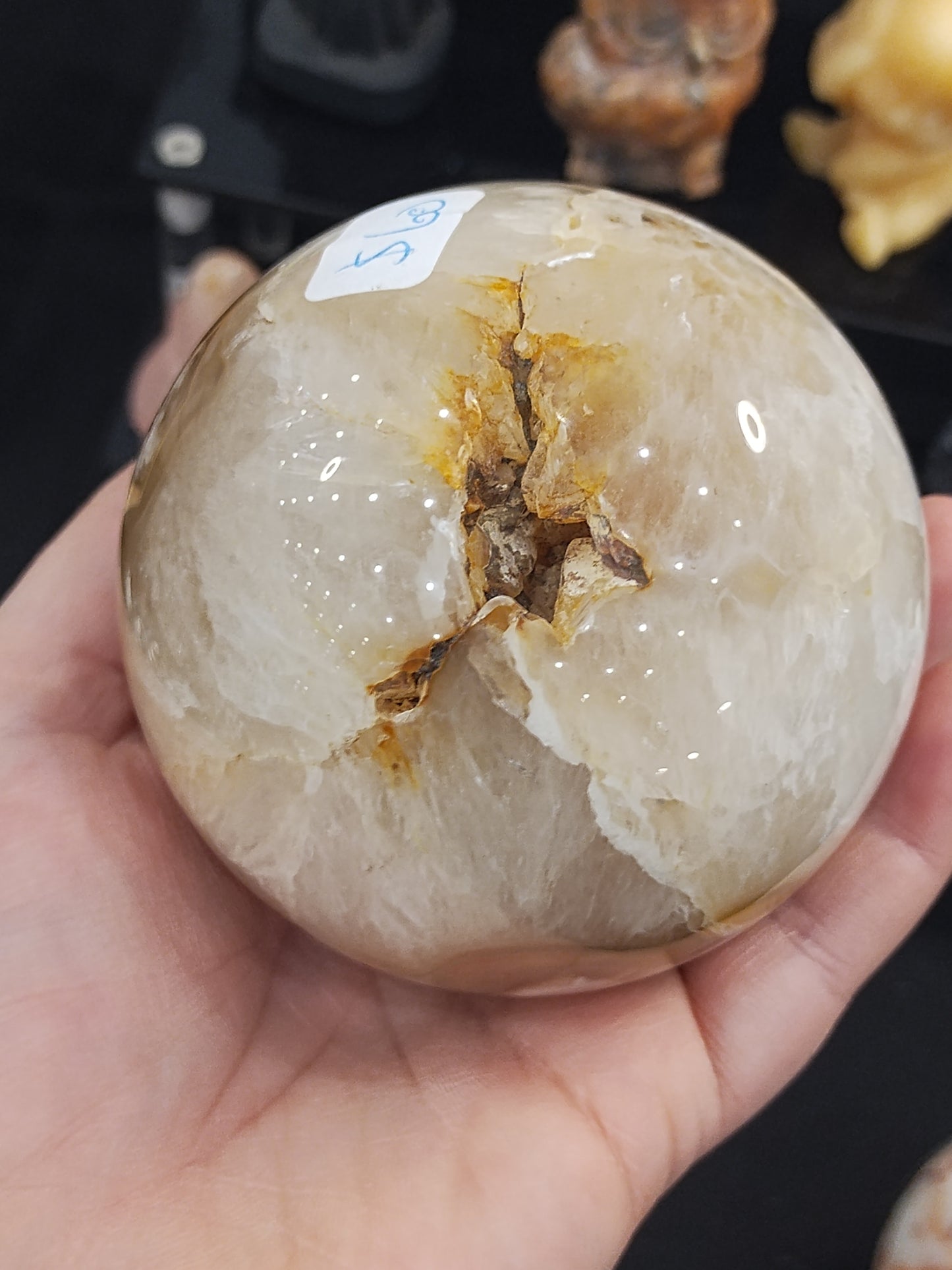 XL Flower Agate Sphere with Carnelian