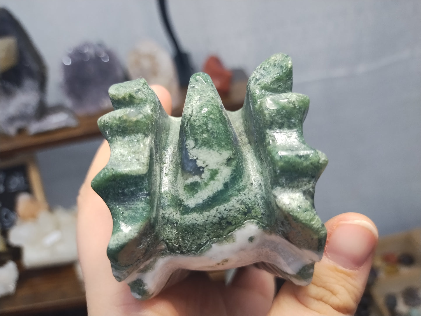 Moss Agate Dragon Head