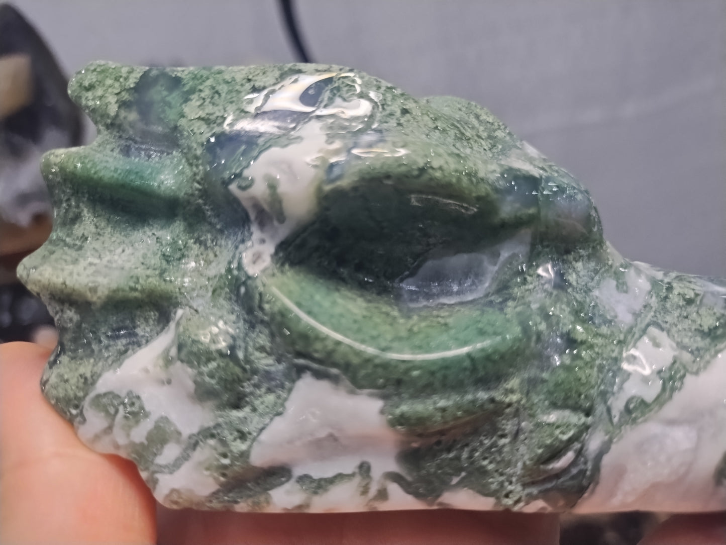 Moss Agate Dragon Head