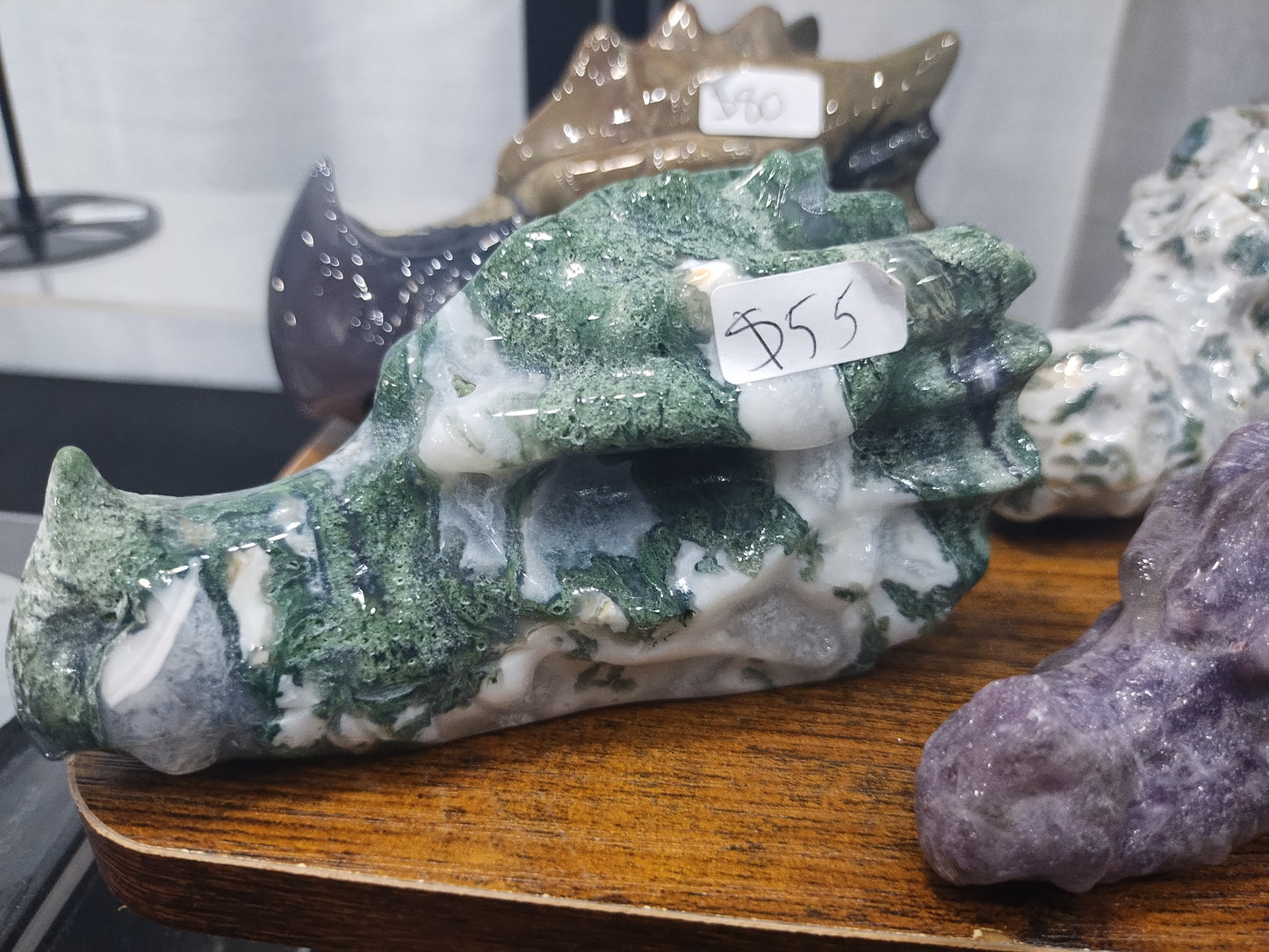 Moss Agate Dragon Head