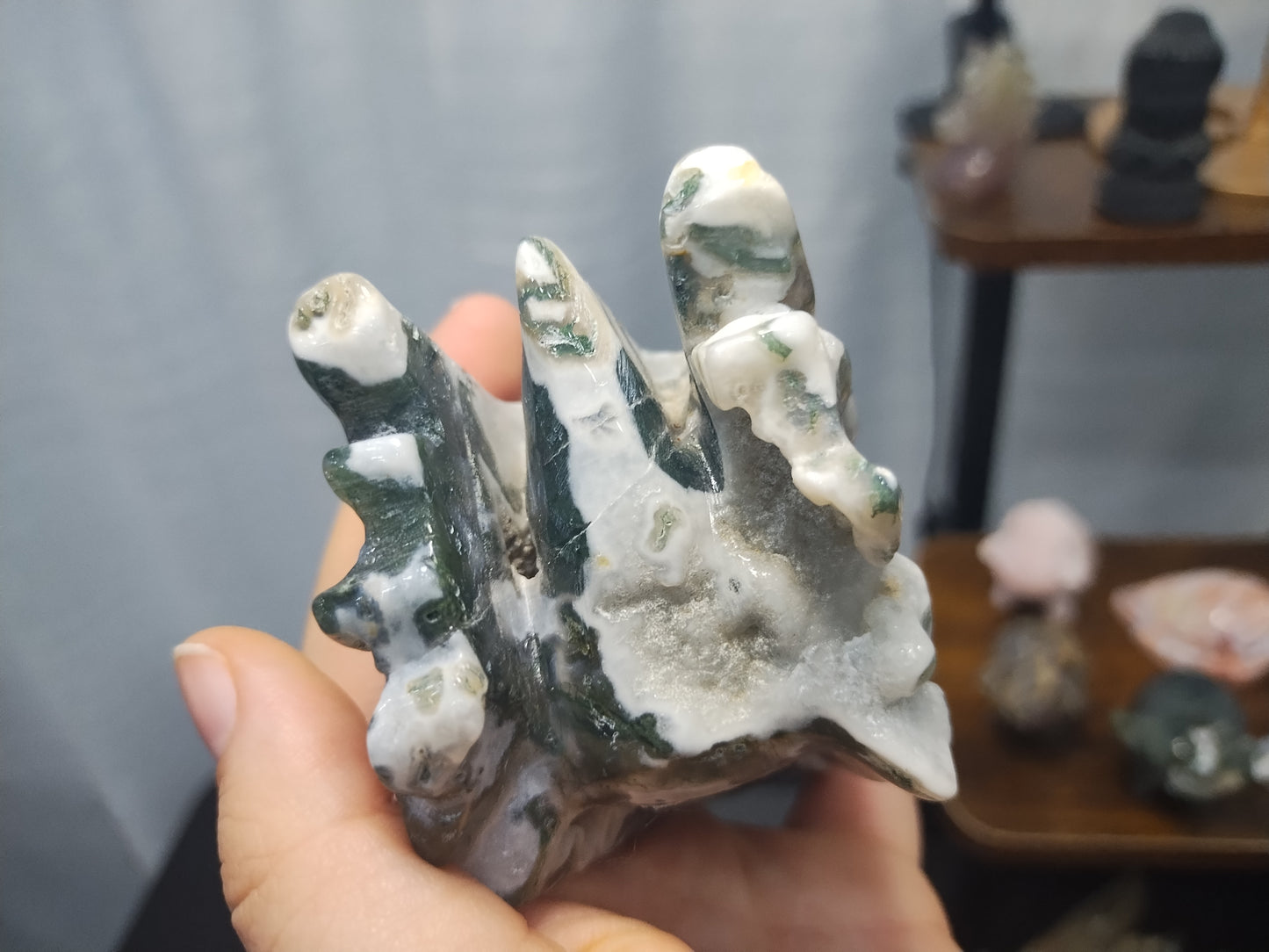 Moss Agate Dragon Head