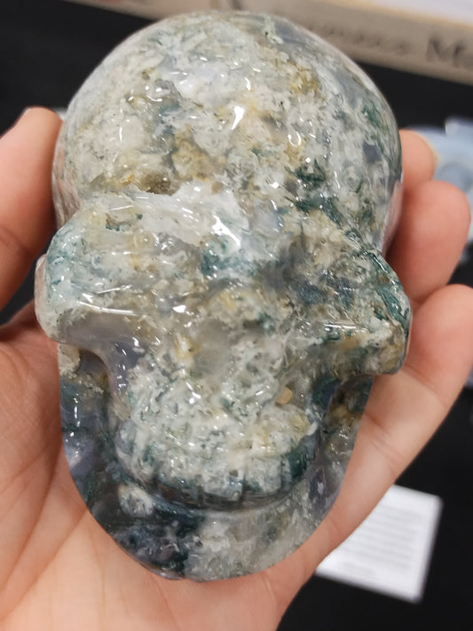 Moss Agate Skull