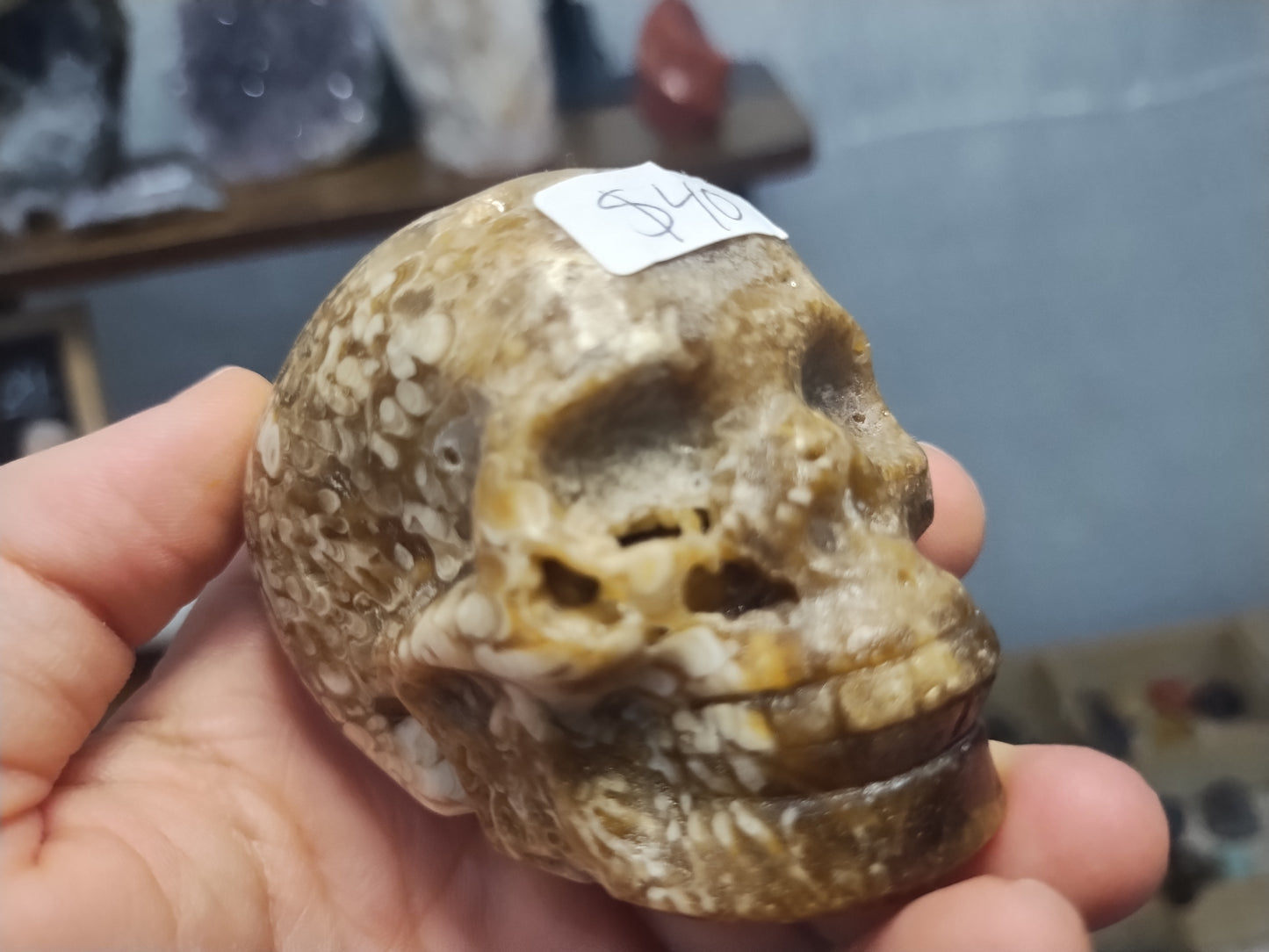 Chocolate Calcite Skull