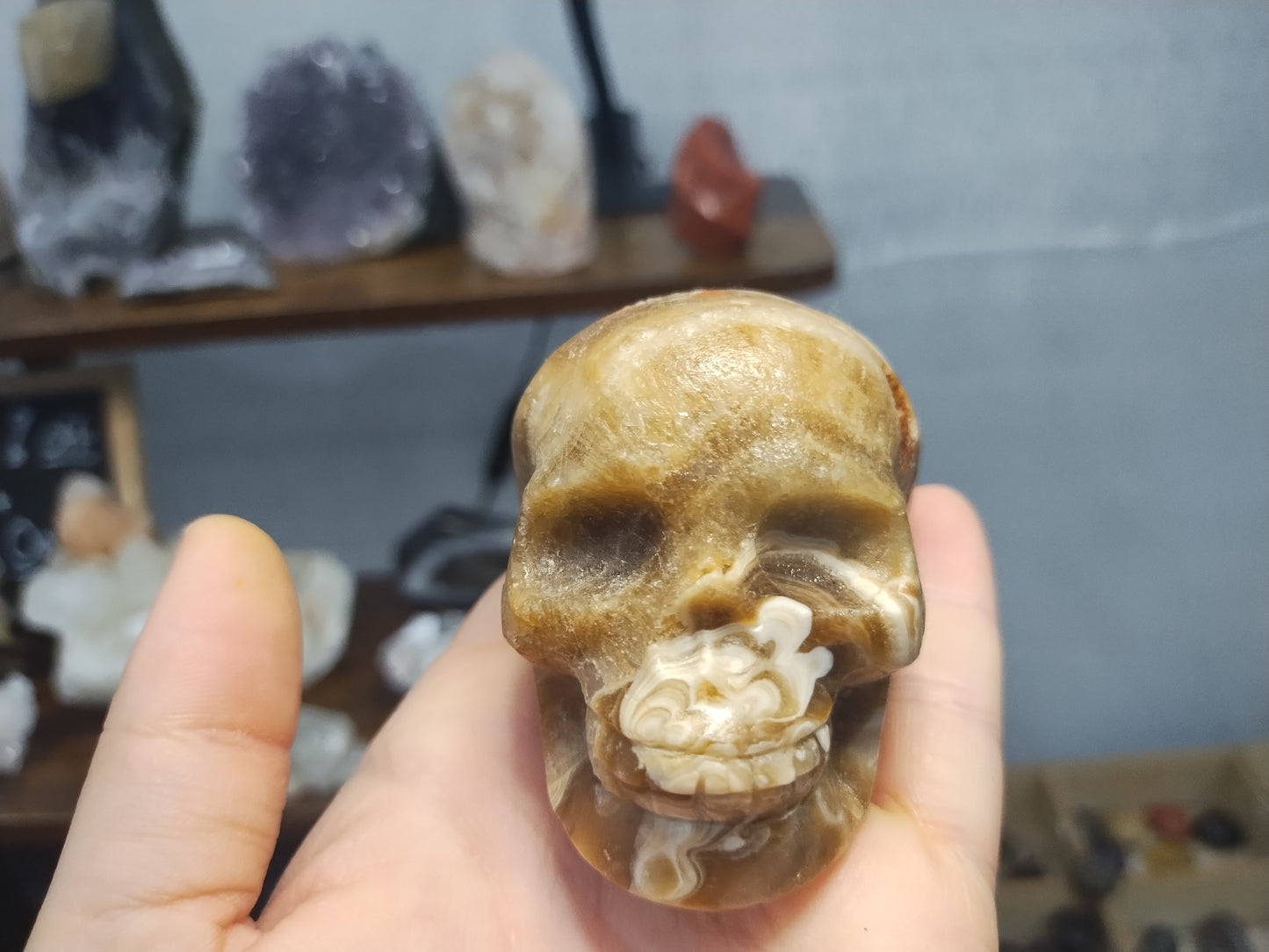 Chocolate Calcite Skull