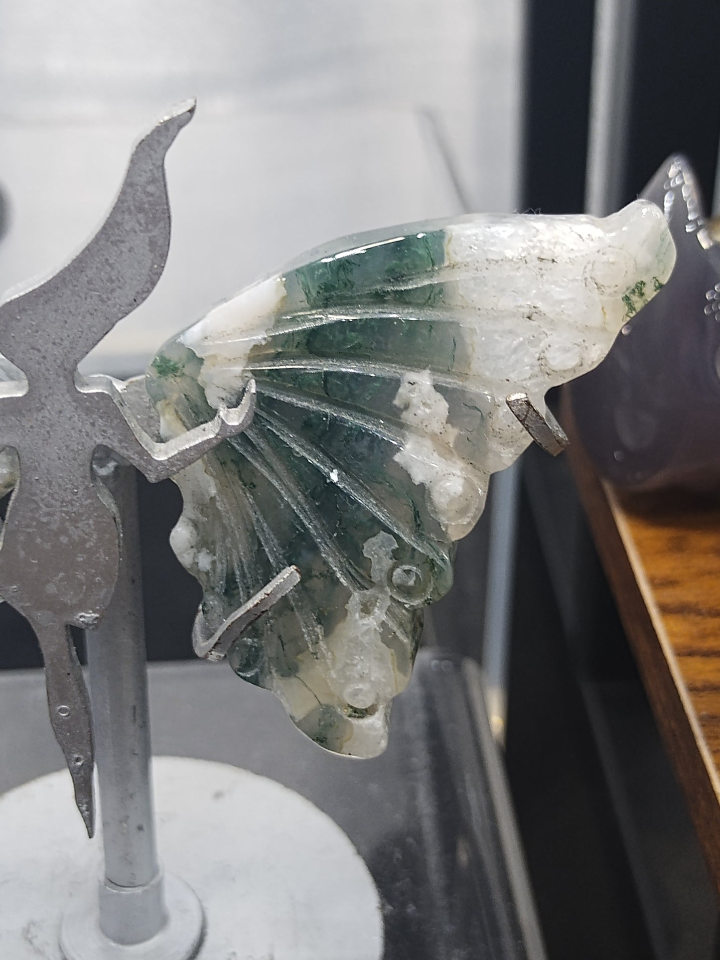 Moss Agate Fairy Stand