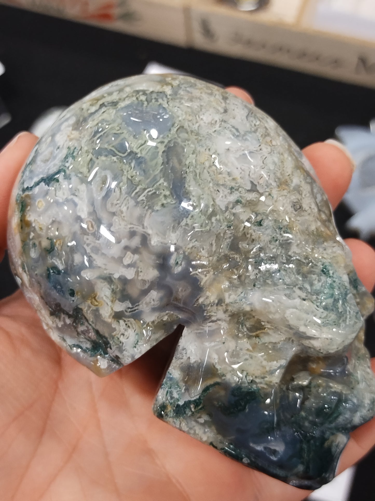 Moss Agate Skull