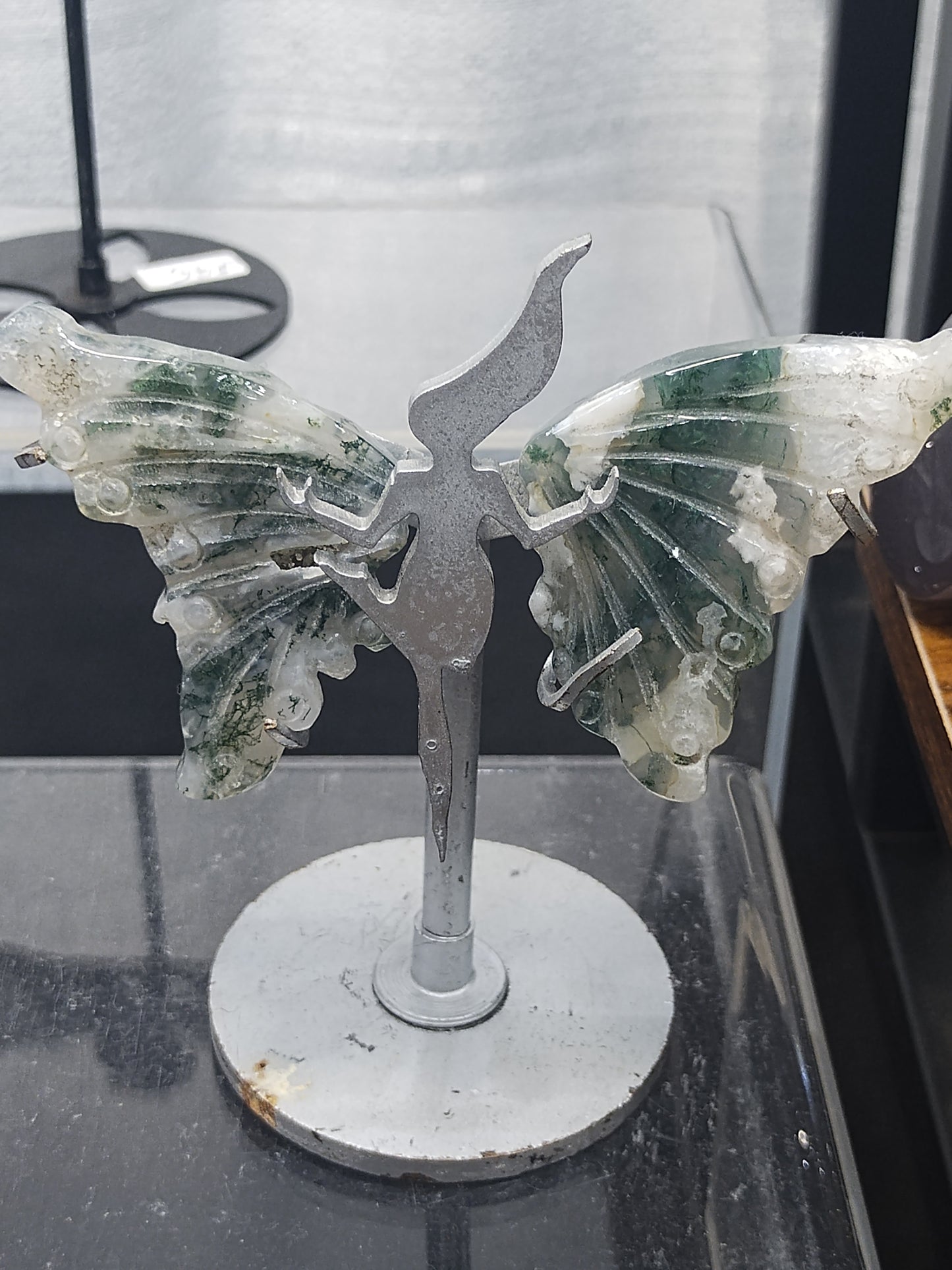 Moss Agate Fairy Stand