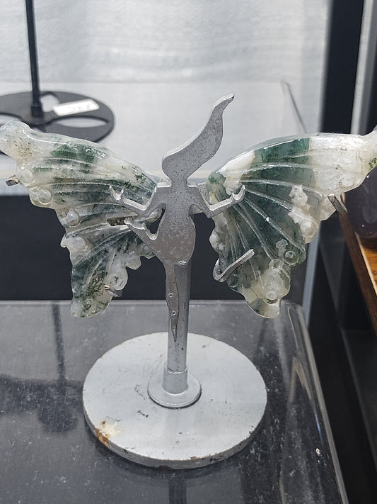 Moss Agate Fairy Stand