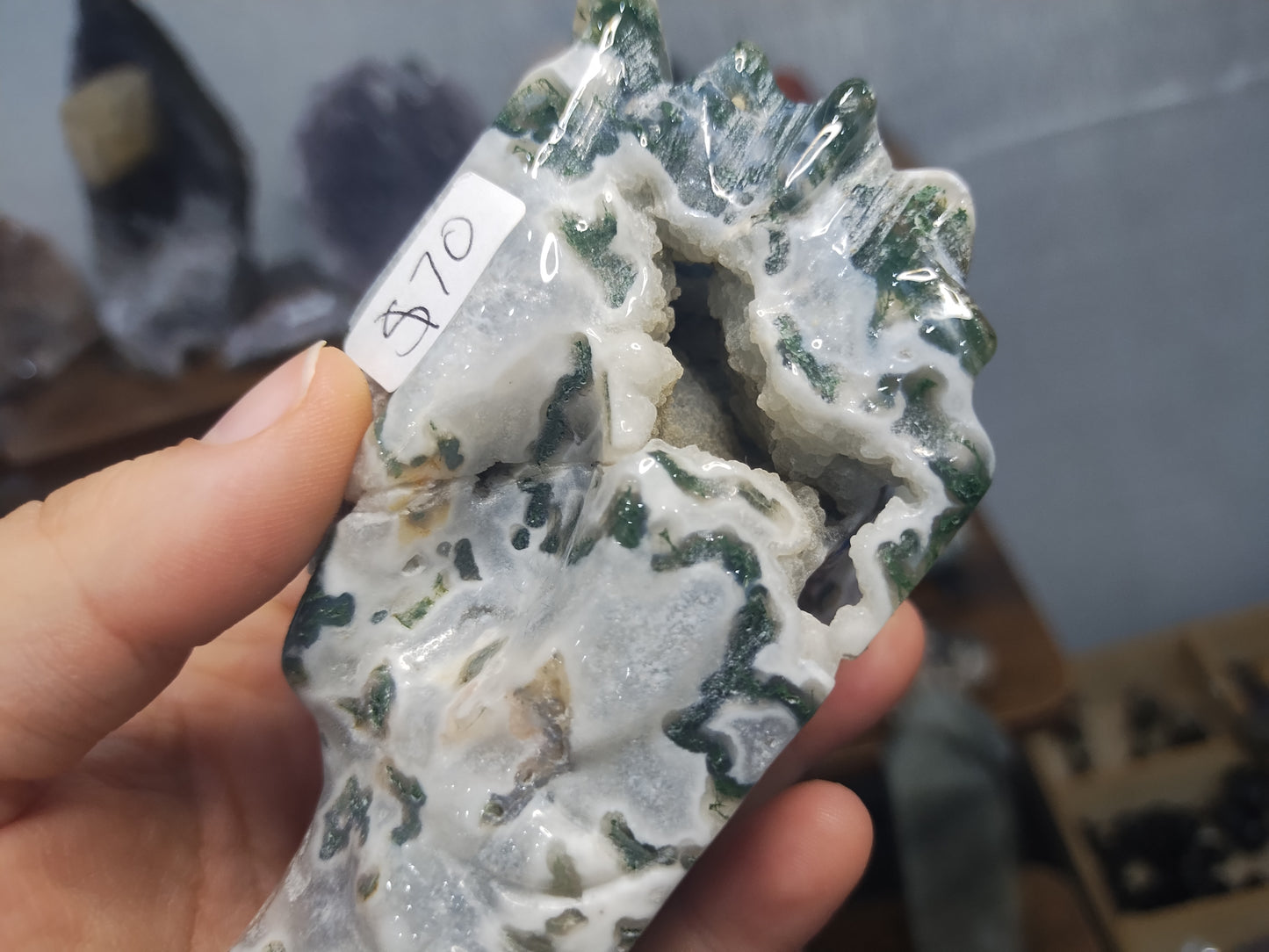 Moss Agate Dragon Head