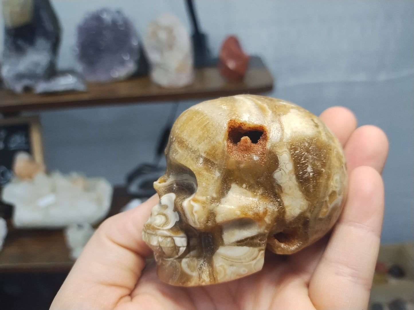 Chocolate Calcite Skull