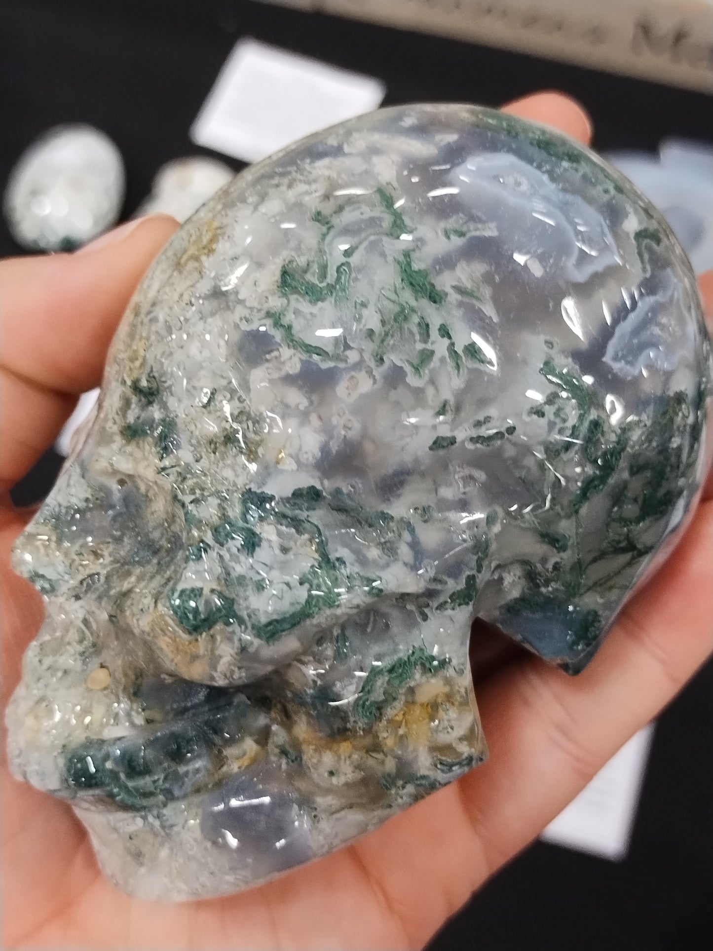 Moss Agate Skull