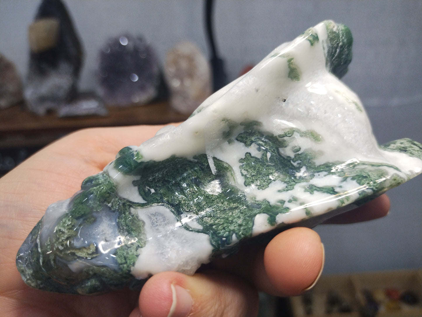 Moss Agate Dragon Head