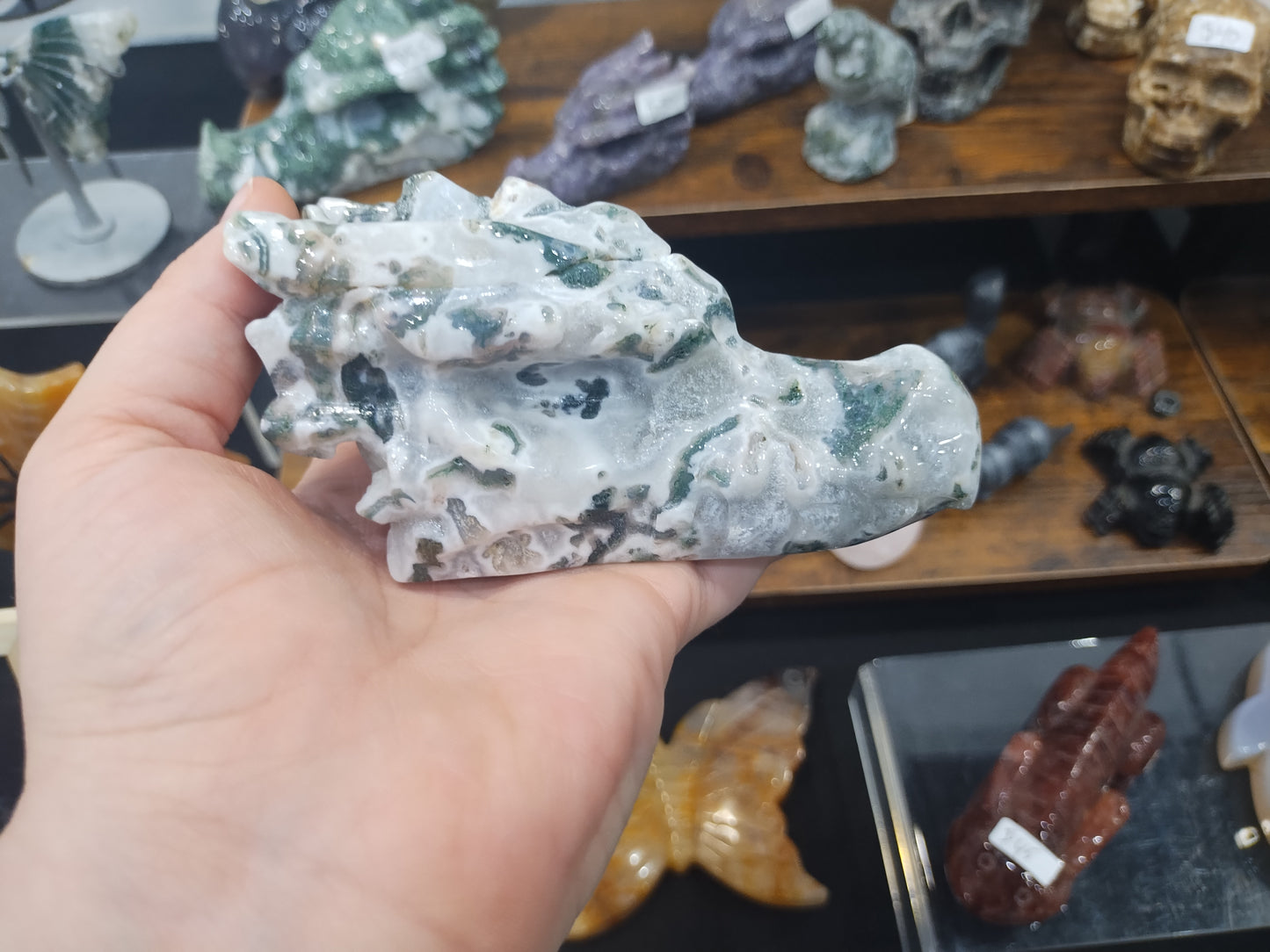 Moss Agate Dragon Head