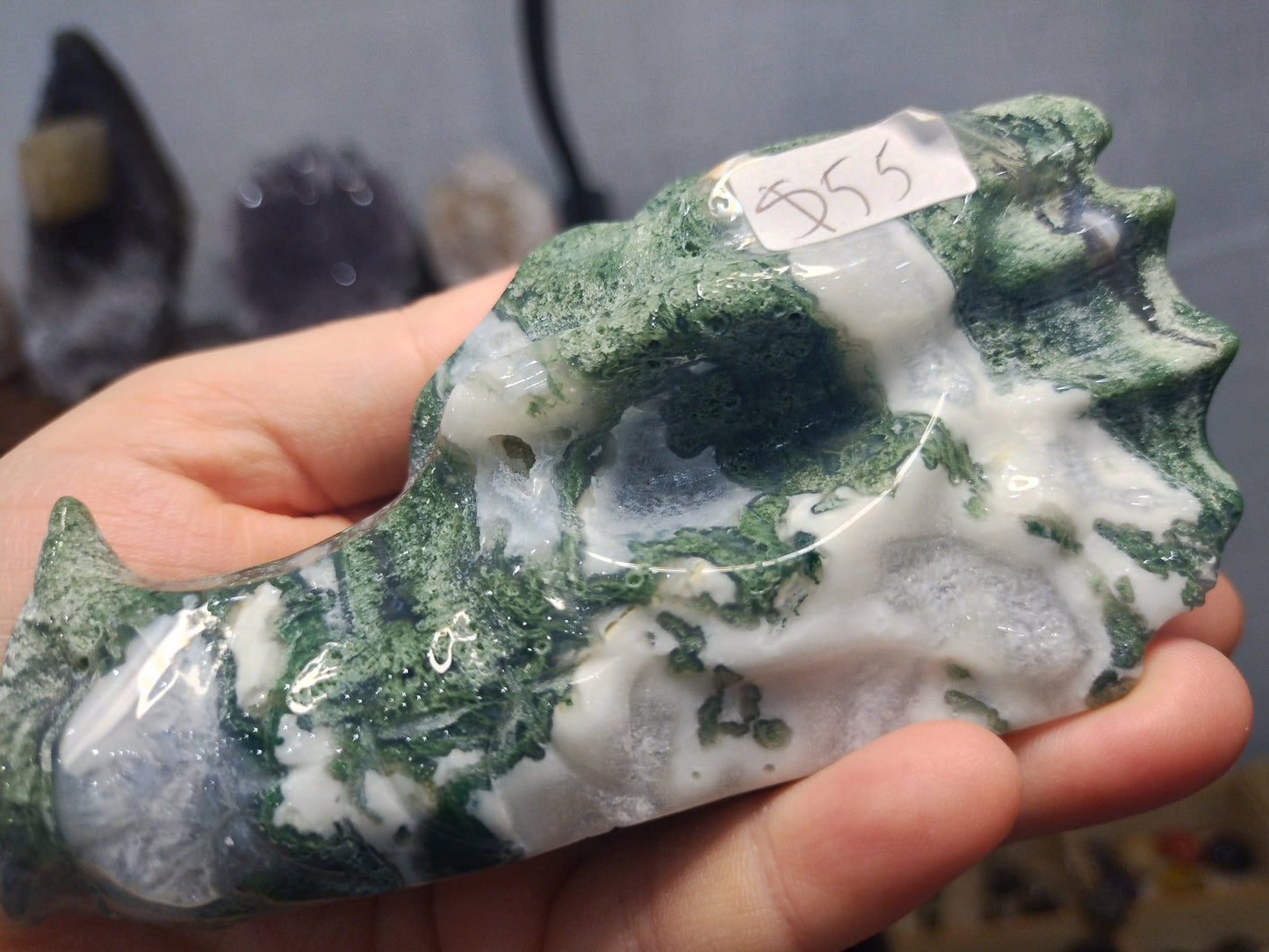 Moss Agate Dragon Head