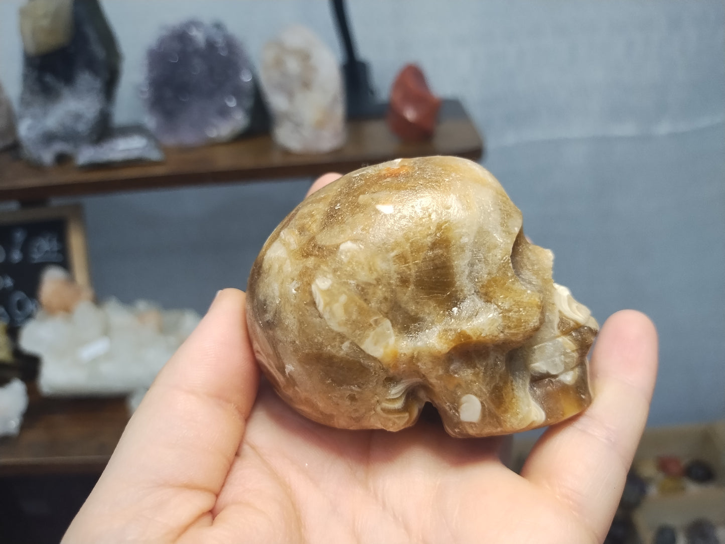 Chocolate Calcite Skull