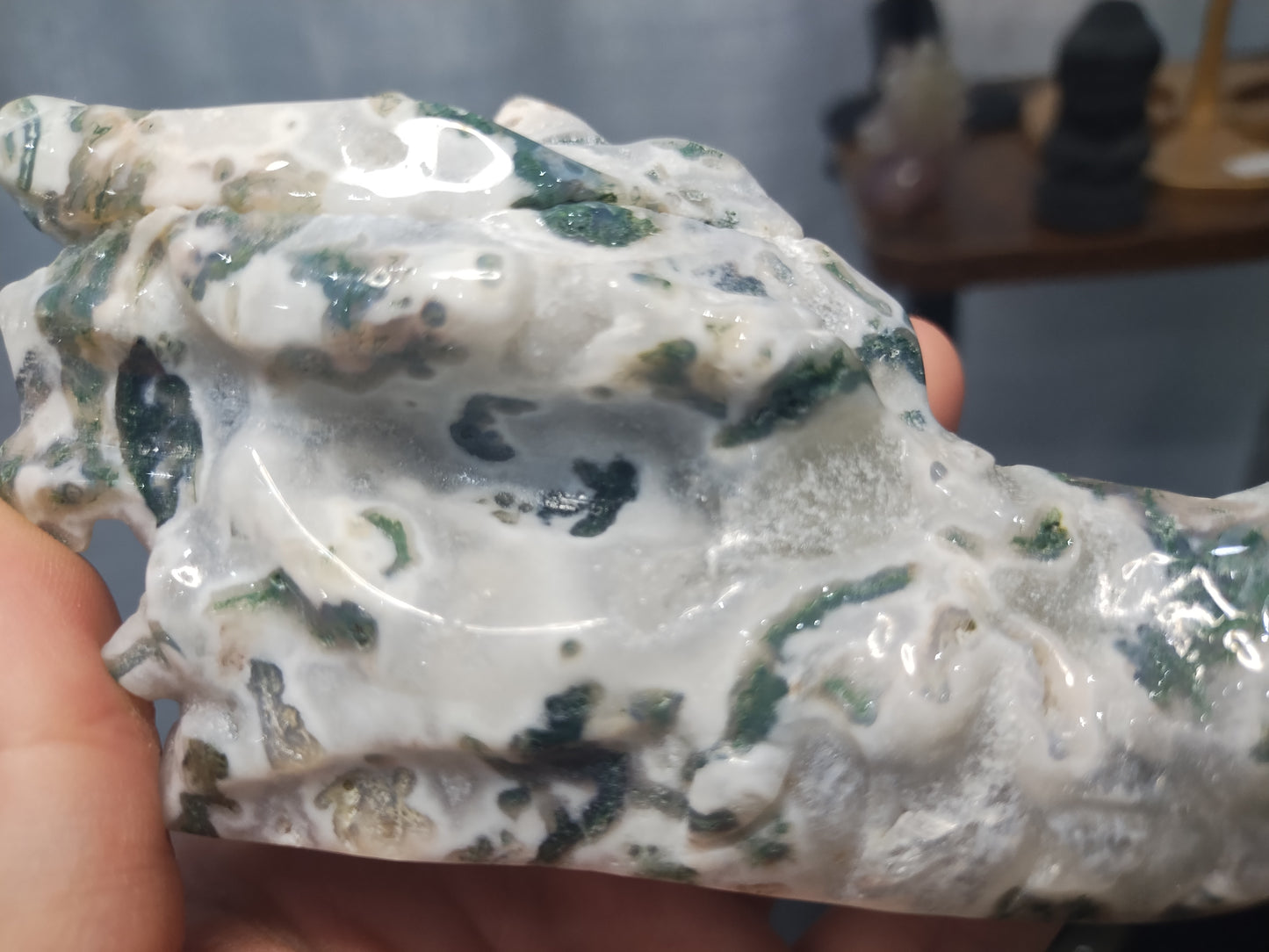 Moss Agate Dragon Head