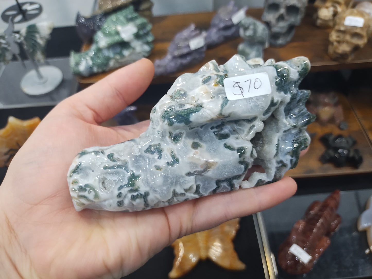 Moss Agate Dragon Head